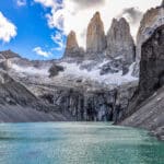 Around sunset viewing the towers in the Torres del Paine National Park, Patagonia, Chile